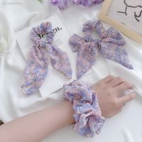 ﹍❃۩ Four Styles French Purple Floral Headband Hair Rope Bow Headwear Rubber Band Female Tie Head Spring Tying Headband The New