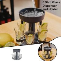 6 Shot Glass Dispenser และที่วางสำหรับเติมของเหลว Shots Dispenser เครื่องจ่ายแอลกอฮอล์ Bottle Shots 114