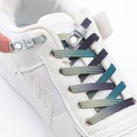 【CW】 1 Flat Shoelaces Sneakers Elastic Shoe Laces Magnetic Metal Multicolor Lock No Tie Shoes Accessories Rubber band