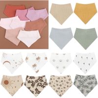 【CC】 New Design Cotton Baby Bib Print Gauze Muslin Newborn Feeding  Bibs Adjustable Burp Cloths Saliva Scarf