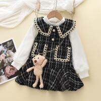 2023 New Year Spring Korean Style Baby Girls Knitted Pullover Tops+Dress 2pcs Princess Birthday Dresses For Party Wedding 2-5 Y  by Hs2023