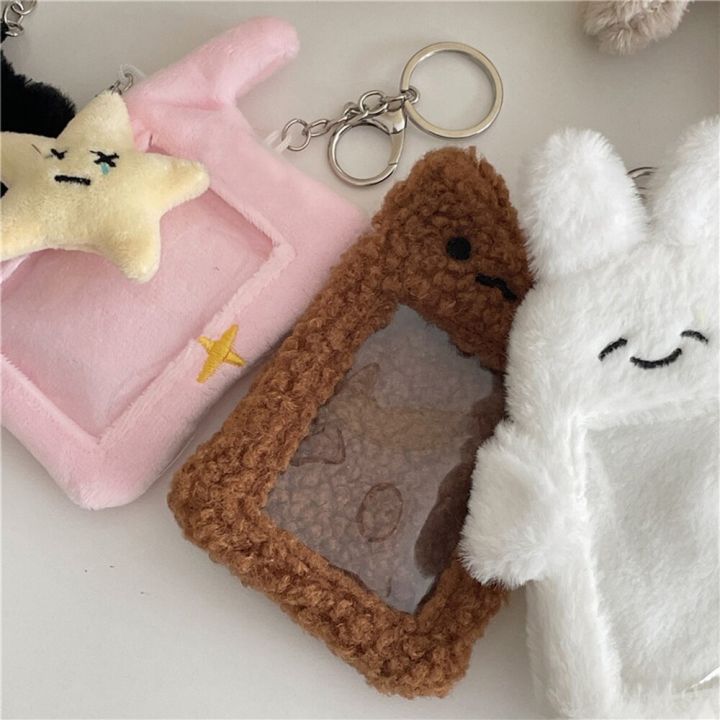 เคสแมวการ์ตูนน่ารักรูปตุ๊กตากระต่ายกระเป๋าเก็บบัตรพวงกุญแจเคป็อปไอดอลกระเป๋าเก็บบัตรซองใส่บัตรบัตรนักเรียน