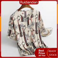 Ruidiandian เสื้อยืดแขนสั้นผ้าไหมน้ำแข็ง M-4XL 85กก. สำหรับฤดูร้อนใหม่วัยกลางคนและผู้สูงอายุเสื้อเชิ๊ตเข้ารูปขนาดใหญ่พิมพ์ลายสไตล์ตะวันตก