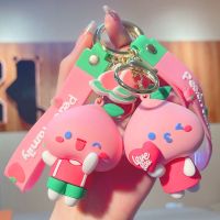 【LZ】▦❁  Criativo Cute Peaches Chaveiro para Namoradas Personalidade Chaveiro Pequeno Pingente Acessórios para Sacos Casal Presente Atacado