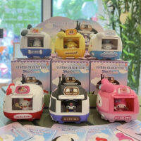 Original Kawaii Sanrio Kuromi Pochacco Cinnamoroll Heltty Gourmet Dining Car Blind รถของเล่นเครื่องประดับสาวหัวใจสาว Gif