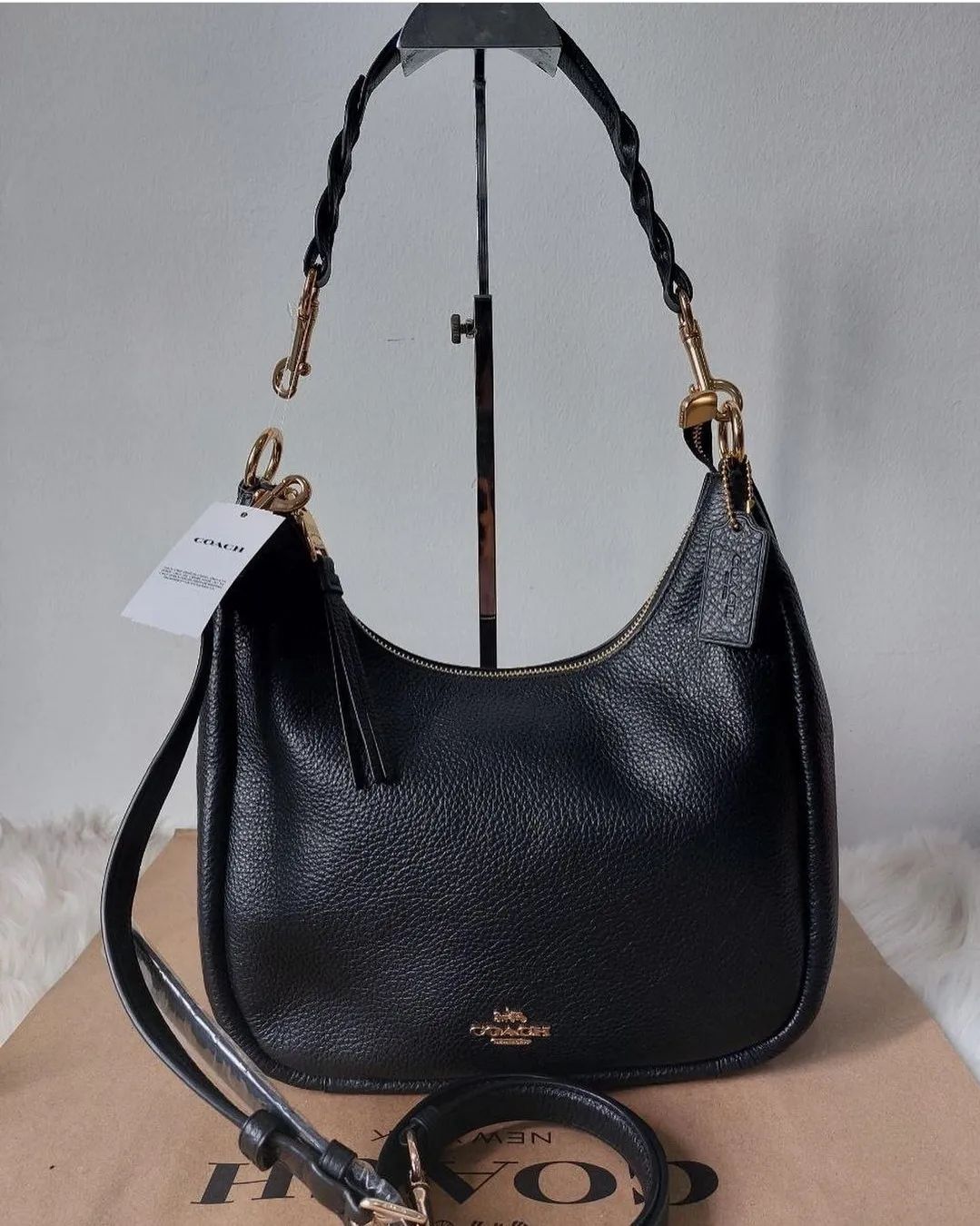 Original Coach Jules Hobo Bag In Signature Canvas C9190 - Black | Lazada PH