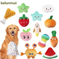 Pet Dog Toys Plush Squeaky Toy Bite-Resistant Clean Dog Chew Puppy Training Toy Soft Bone Vegetable Fruit Pet Supplies Toys