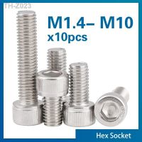 10 pcs Hexagon Hex Socket Cap Head Screw M1.4 M1.6 M2 M2.5 M3 M4 M5 M6 M8 M10 Stainless Steel Allen Bolt DIN912