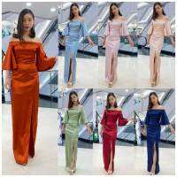 (S-3XL) ชุดราตรี Long gown dress เปิดบ่า แขนระฆัง  รุ่นนี้พรางต้นแขน โชว์บ่า ทำให้ดูคอระหงษ์ เพรียวขึ้นค่ะ