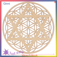 Ginni ที่รองแก้วลายจักระสุดสร้างสรรค์ดอกไม้แห่งชีวิตไม้สัญลักษณ์กลมธรรมชาติ1ชิ้น