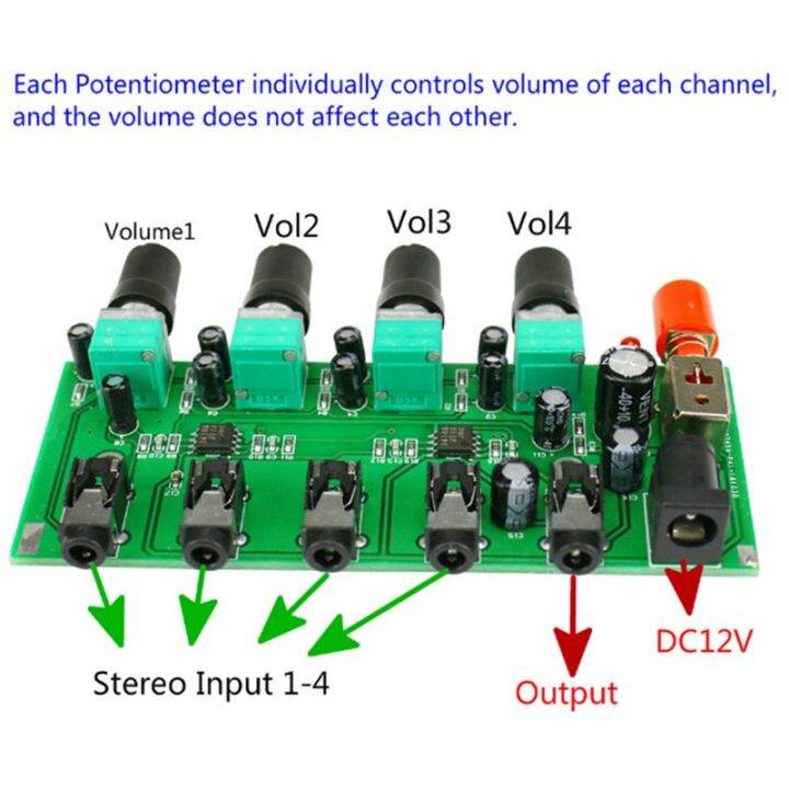 stereo-mixer-4-input-1-output-individually-controls-board-diy-headphones-amplifier-case-dc12v