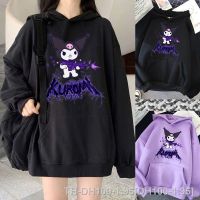 ❁❖ DH100-1.95 Kawaii Kuromi เสื้อกันหนาวมีฮู้ดพิมพ์ลายการ์ตูนสไตล์โกธิคสําหรับผู้หญิง