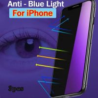 3pcs Anti Blue Light screen protector For iPhone 11 12 13 14 Pro Max 6S 7 8 Plus XS XR XS Max SE2022 Eyes Care Tempered Glass