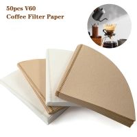 50pcs V60 Coffee Filter Paper V1 V2 Filter Paper Household Hand-made V-shaped Conical Coffee Machine Drip Filter Paper