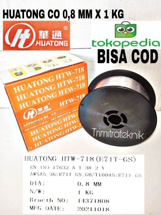 Kawat Las CO 0,8 mm HUATONG CO Mig Wire Roll 1Kg Bisa Pakai /Tanpa Gas Lazada Indonesia