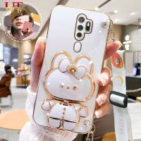 เคส A5แฟชั่นสำหรับ OPPO 3D A9 2020 A52 A55 A53 A33 A83 A95แฟชั่นกระจกแต่งหน้ารูปกระต่ายน่ารักเคสมือจับสำหรับโทรศัพท์มือถือปกป้องซิลิโคนฝาหลัง + A92