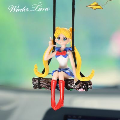 【jw】♕✕  Anime Figura Modelo de Decoração Boneca Menina Boneca Espelho Retrovisor Pendurado Pingente Enfeites Interiores Do Carro Acessórios
