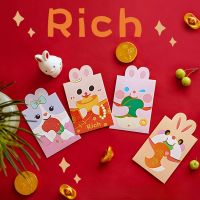 6pcs Cartoon Childrens Gift Money Packing Bag Red Envelope Spring Festival Hongbao 2022 Chinese Rabbit Year Festival Supplies