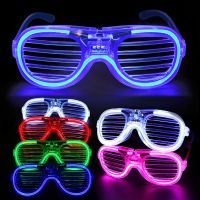 1pc LED Blinds Luminous Glasses Light Up Neon Glow Sunglasses For Aldult Christmas Wedding Party Decoration Costume Accessories