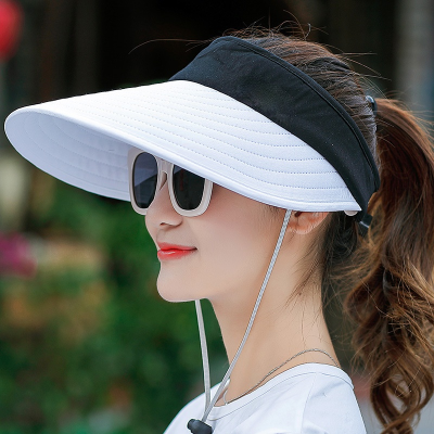 [hot]women summer sun visor wide-brimmed hat beach hat adjustable UV protection female cap packable