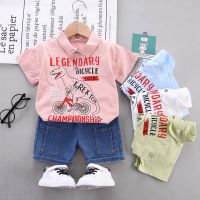 IENENS 2023 New Boy Clothing Sets Summer Baby Boy Cartoon Clothes Suit Short Sleeves Shirts+Shorts Outfits Set for Kids 0-4Years