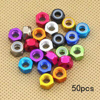 50PCS อลูมิเนียมอัลลอยด์ M2 Nut ล็อค Nut Locknut Anti-Loose สกรูสกรูสำหรับ RC Tamiya Mini 4WD รถแข่ง DIY Acc