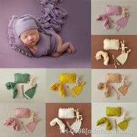 ¤▪✥ Bebê recém-nascido Fotografia Props Acessórios Envoltório Chapéu Travesseiro Headband Boneca Coelho 5pcs Set Foto Infantil Trajes Outfits Elastic