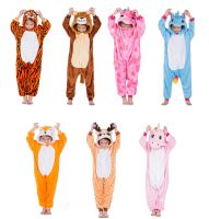 3-9ปีเด็กชายหญิงชุดสัตว์ป่าซาฟารีมีฮู้ดเสือสิงโตยูนิคอร์น DeerCosplay Jumpsuit Onesies ชุดนอนฮาโลวีนชุดคริสต์มาส Up สำหรับเด็ก