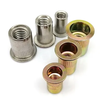 5/10pcs US Coarse Thread UNC 6 8 10 1/4 5/16 3/8 Carbon 304 Stainless Steel Flat Head Binding Rivet Nut Insert Rivnut Nutsert