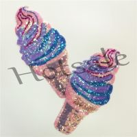 【hot sale】 ¤◈ B15 2Pcs Sequins Ice Cream Stickers Ironing Iron on Patches for Clothing DIY Sequined Patch Applique