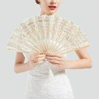 14 Color Embroidery Chinese Dance Hand Fan Party Wedding Prom Bamboo Hand Folding Lace Fabric Retro Craft Gift Fan Home Decor