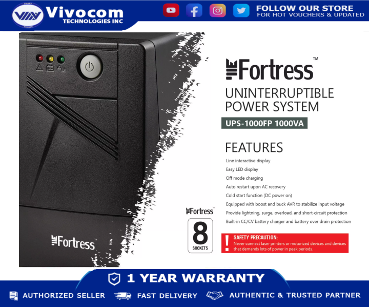 Fortress UPS1000FP 1000va 8 Sockets UPS (Uninterruptible Power Supply