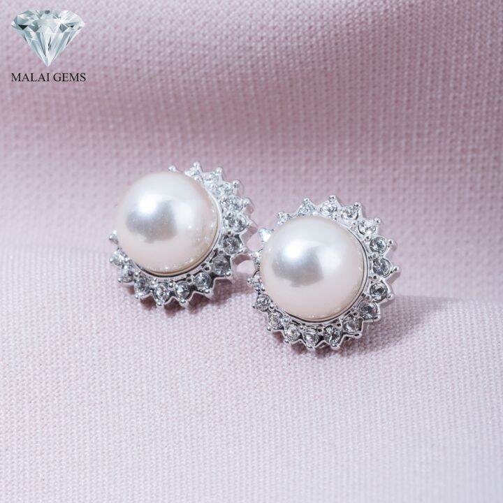 malai-gems-ต่างหูเพชร-เงินแท้-silver-925-เพชรสวิส-cz-เคลือบทองคำขาว-รุ่น11005373-แถมกล่อง-ต่างหูcz-ต่างหูเงินแท้