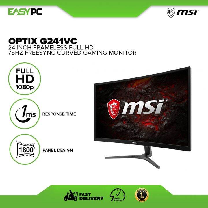 Msi Optix G241vc 24 Full Hd 75hz Amd Freesync Supported Curve Gaming 