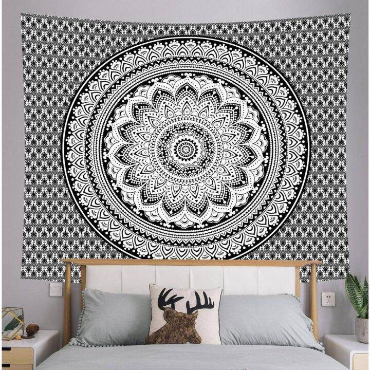 european-and-american-style-fabric-background-tapestry-dark-black-and-white-simple-tapestry-tarot-card-sun-greeting-card-fabric-decoration-fabric-bohemian-mandala-tapestry