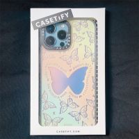 Casetify X เคสโทรศัพท์มือถือ PC TPU แข็ง ขอบไล่โทนสี ลายผีเสื้อ สําหรับ IPhone 13 Pro MAX 12 Pro MAX 11 Pro MAX XS MAX XR X