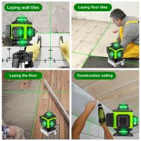 3D/4D เครื่องมือ16เส้นเลเซอร์วัดระดับเส้นแนวตั้งแนวนอนพร้อม3 ° ฟังก์ชั่นปรับระดับตัวเอง360ระดับเลเซอร์ ° ที่มีแสงสีเขียว