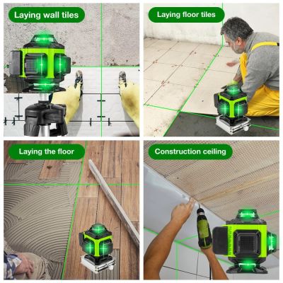 3D/4D เครื่องมือ16เส้นเลเซอร์วัดระดับเส้นแนวตั้งแนวนอนพร้อม3 ° ฟังก์ชั่นปรับระดับตัวเอง360ระดับเลเซอร์ ° ที่มีแสงสีเขียว