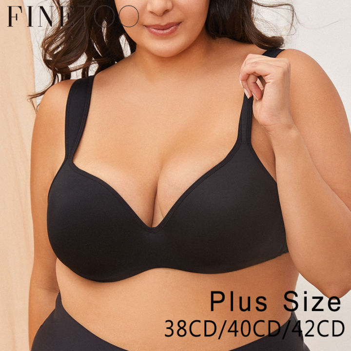 FINETOO Plus Size Smooth Bras for Women CD Cups Seamless Solid