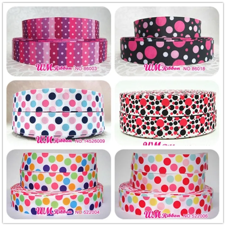 q-amp-n-ribbon-7-8inch-22mm-colorful-dot-designs-on-grosgrain-ribbon-or-printed-grosgrain-ribbon-50yds-roll