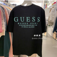 GUESS เสื้อยืดแบรนด์เสื้อแขนสั้นแฟชั่นใหม่สำหรับผู้หญิง,เสื้อยืดสตรีทอินน์อเนกประสงค์คลาสสิกสำหรับผู้ชายและผู้หญิง