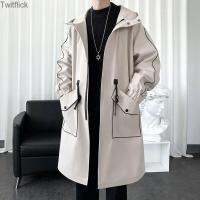 Twitflick Trench Coat Men S Design Sense High-End Ruffian หล่อกลางความยาวเสื้อ Dark ชาย Oversize แจ็คเก็ตฤดูหนาว