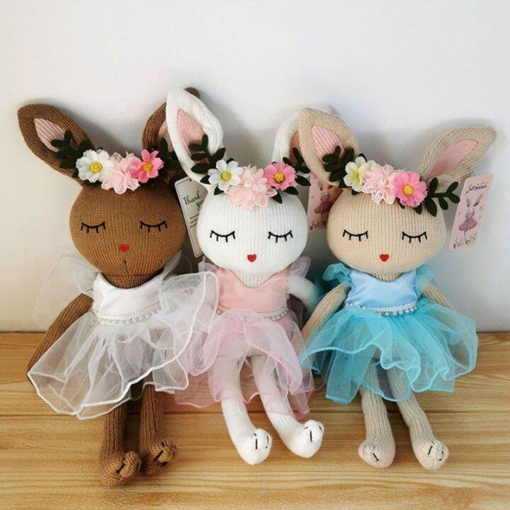 ตุ๊กตากอดกระต่ายขายาว35ซม-boneka-mainan-ของเล่น-comfort-กระต่ายที่ถักกระต่ายความเหงา