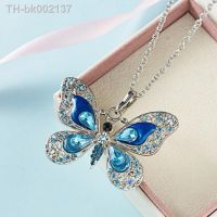 ✻✁♤ Fashion Silver Color Crystal Rhinestone Butterfly Pendant Necklaces for Women Long Chain Animal Necklaces Jewelry Party Gift