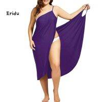 Eri_lyq.Plus Size Summer Beach Sexy Women Solid Color Wrap Dress Bikini Cover Up Sarongs