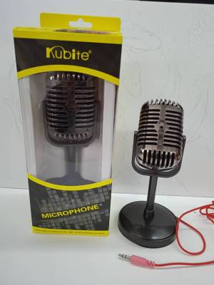 Microphone Kubite com3.5mm ไมค์วินเทจ รูปทรงรุ่นเก่า ไมค์เสียงดี ไมค์คอม ไมค์ต่อคอม ไมค์แจ็ค 3.5มิล สายยาว2 เมตร เสียงดีรูปทรงสวยงาม