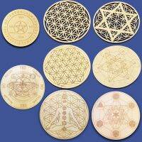 10cm Chakra Pattern Coaster Wood Flower of life Natural Symbol Round DIY Decor