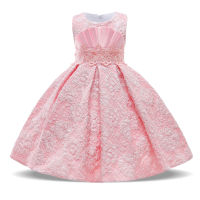 New  Vintage Kids Party Dress Fo Girl Children Costume Flower Princess Dresses Vestido Girls Clothes Wedding Gown Sleeveles