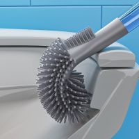 Wall Mounted Cleaning Brush Silicone Toilet Brush and Holder Can Add Toilet Cleaner TPR Soft Bristles Toilet Brush