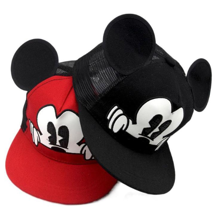 ในสต็อก-mickeys-เด็กเด็กสาวฝ้าย-snapback-หมวกหมวกเบสบอลน่ารักการ์ตูนตาข่ายหมวกอินเทรนด์ฮิปฮอป